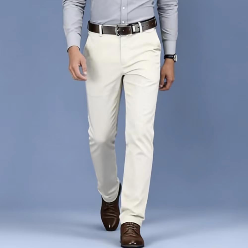 Men's Formal Dress Pants, Straight Fit Wrinkle-Resistant for Wedding and Formal Occasions