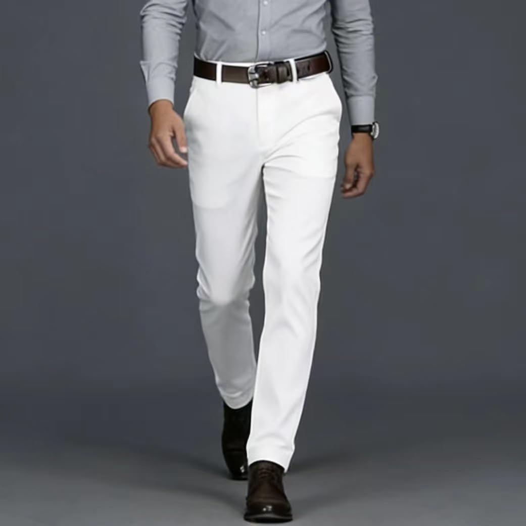 Men's Formal Dress Pants, Straight Fit Wrinkle-Resistant for Wedding and Formal Occasions