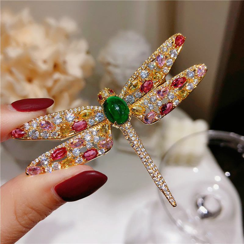 French Colorful Zircon Dragonfly Brooch Sweater Accessories