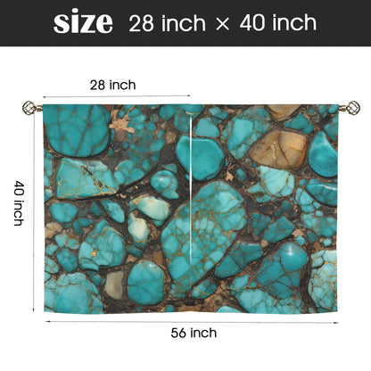 Baha Ranch Turquoise Window Curtains 28"x40" (2-Piece) Made in America