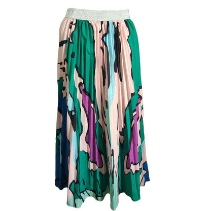 Printed pleated skirt See size chart under “more details”