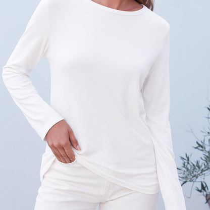 Women's Breathable Soft Stretch Round Neck Long Sleeve T-Shirt -