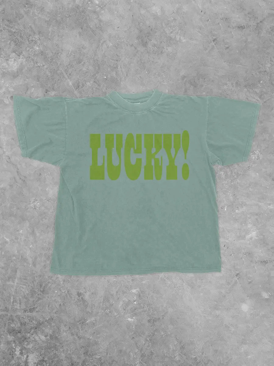 Underground Original Design: LUCKY!, PUFF St. Patty's Day Boxy Cotton TShirt