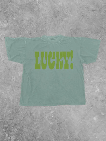 Underground Original Design: LUCKY!, PUFF St. Patty's Day Boxy Cotton TShirt
