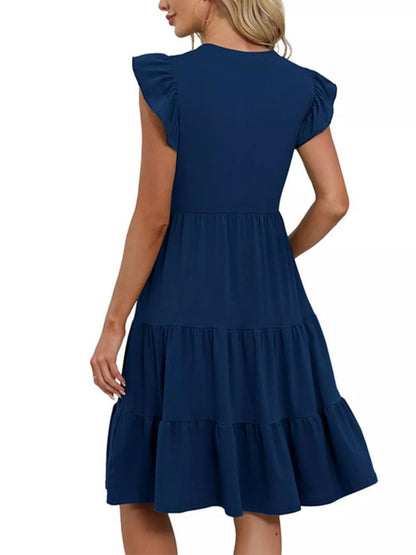 Ruffle Sleeve Tiered Midi Dress