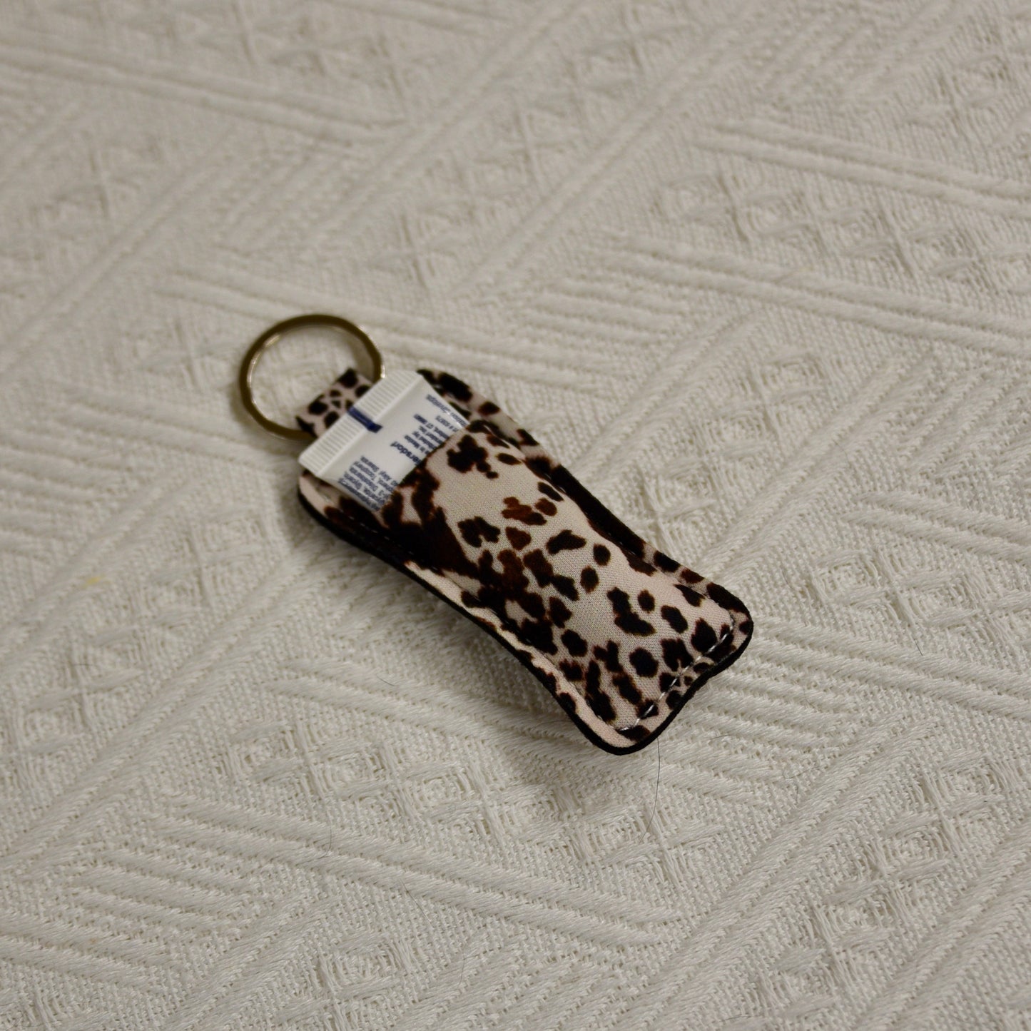Chapstick Holder Keychain – Cow Print, Camo Pink Bow, Cowboy Toile, Barn Toile, croquette, duck, moon