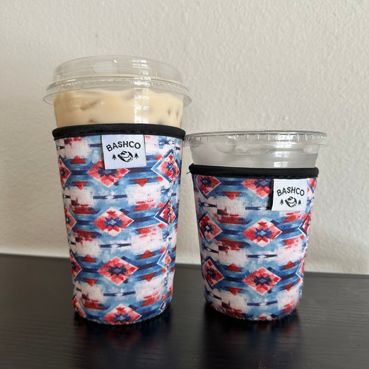 Blue Southwest Patterned Coffee Sleeve | Western Coffee Sleeve