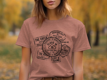 Rugged Wanderlust Passport Stamp Graphic Wilderness Shirt