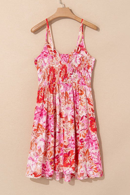 Floral Spaghetti Strap Surplice Neck Dress