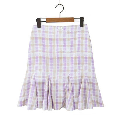 Spicy girl big plaid small suspender+plaid skirt set