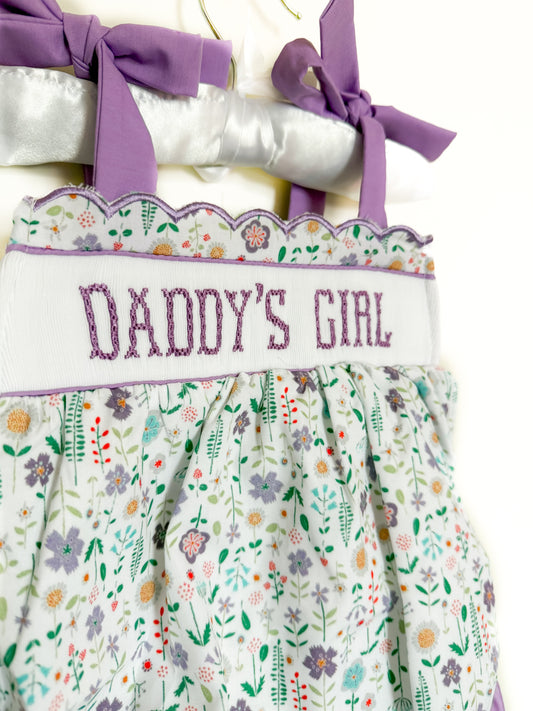 Purple Hand-smocked Daddy’s Girl Bubble