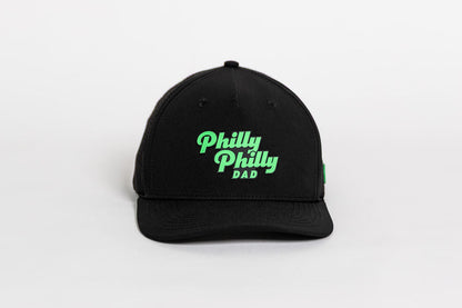 Philly Philly Dad Performance Hat - Black w/ Kelly Green Letters