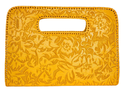 The Claire| Hand-Tooled Leather Statement Clutch