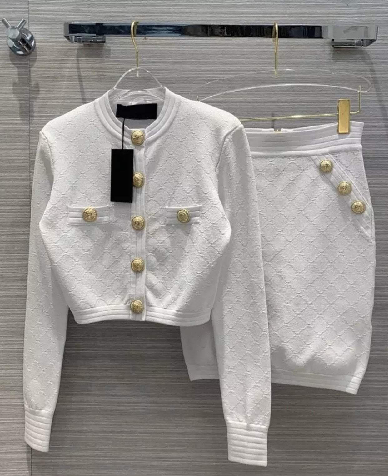 Jessica Bara Eloise Gold Button Two Piece Set As Seen On Sylwia Graff