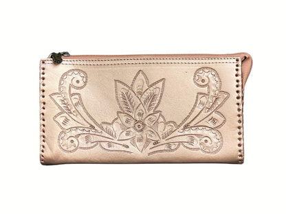 The Ella| Hand-Tooled Leather Clutch & Crossbody