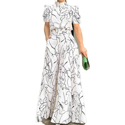 Black and Abstract Printed Jumpsuit
