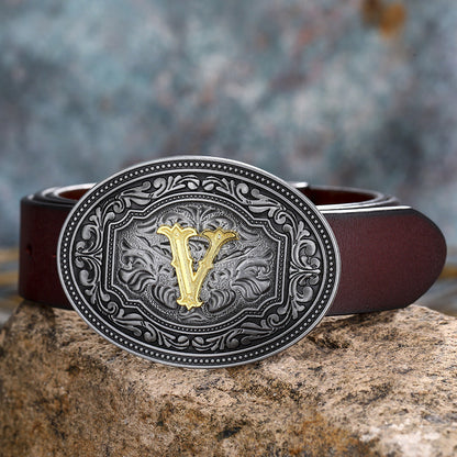 Tang Grass Pattern Letter A-Z Belt Buckle Head