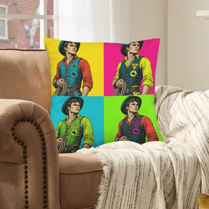 Baha Ranch The Last Roundup Bull Rider Collage Velvety Soft Pillow Cover Made in America