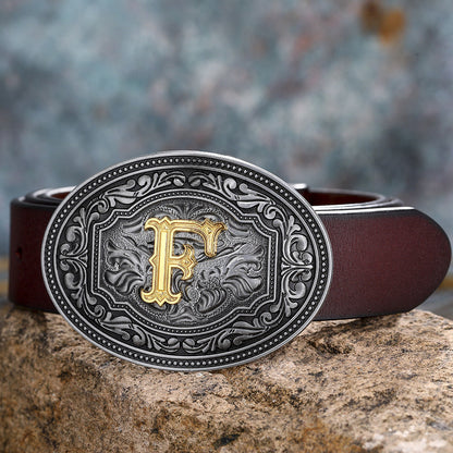 Tang Grass Pattern Letter A-Z Belt Buckle Head