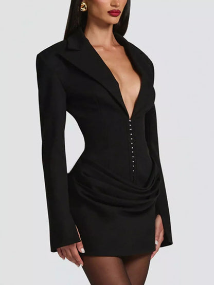Blazer-Style Long Sleeve Mini Dress