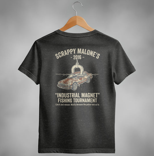 Industrial Magnet Tournament Tee - Scrappy Malone's Bar Humor