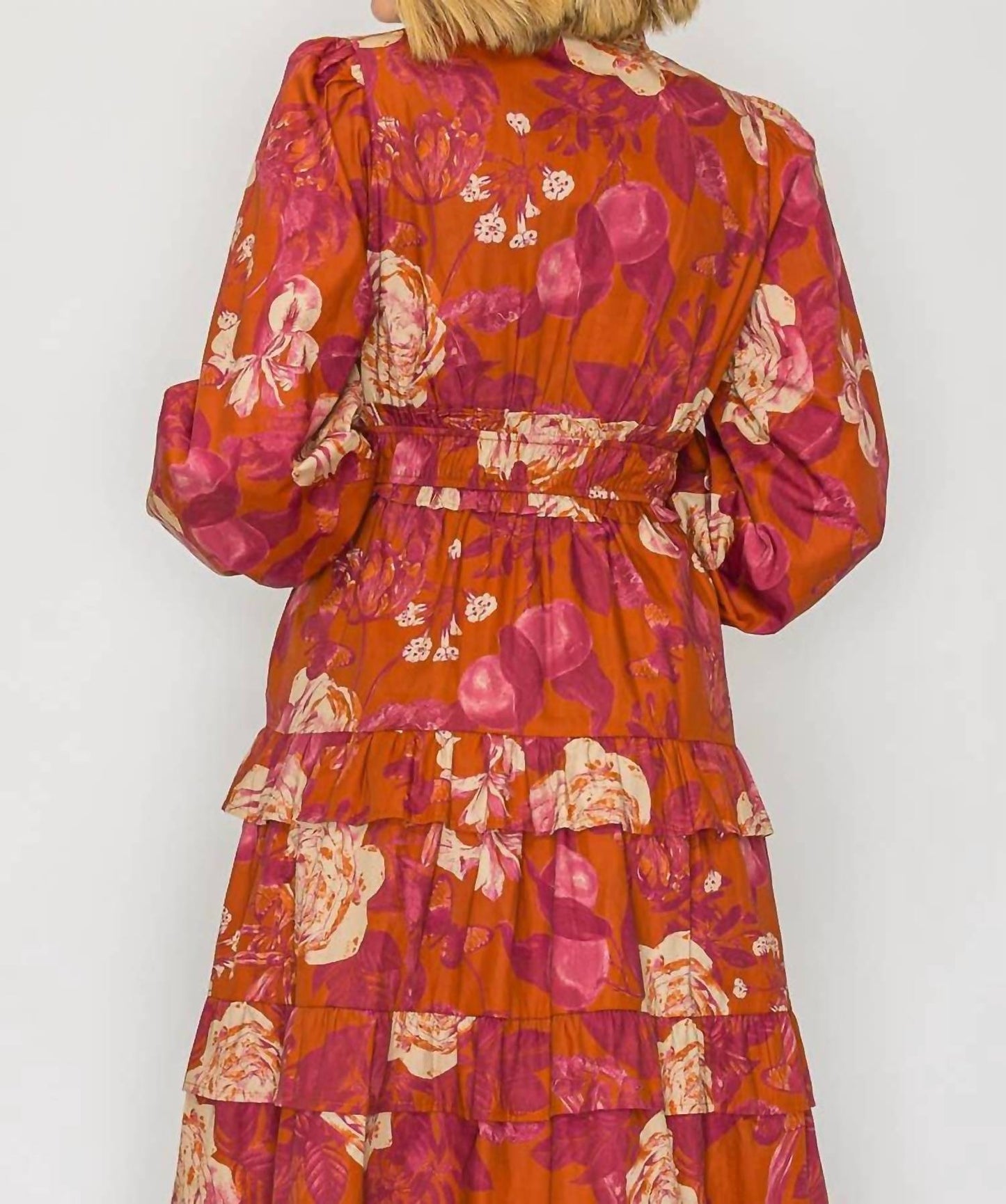 Rustic Rose Print Midi Dress