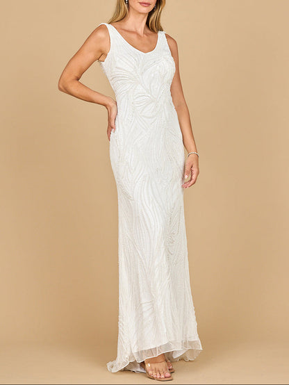 Lara 51200- Beaded Draped Cowl Back Wedding Gown