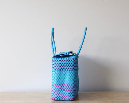 Turquoise & Purple Medium Handwoven Handbag