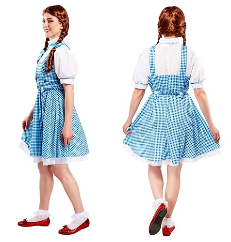 Women's Dorothy Costume - Wizard of Oz Blue Gingham Dress with Hair Bows