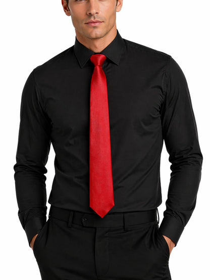 FAHIZO Men's White Tuxedo Shirt with Wing Collar, French Cuffs & Accessories