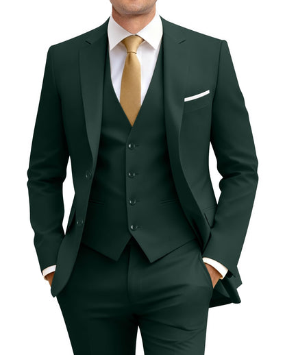 Men's Slim Fit 3 Piece Suit Two Button Business Wedding Dress Tux Suit Set Jacket Vest Pants with Tie