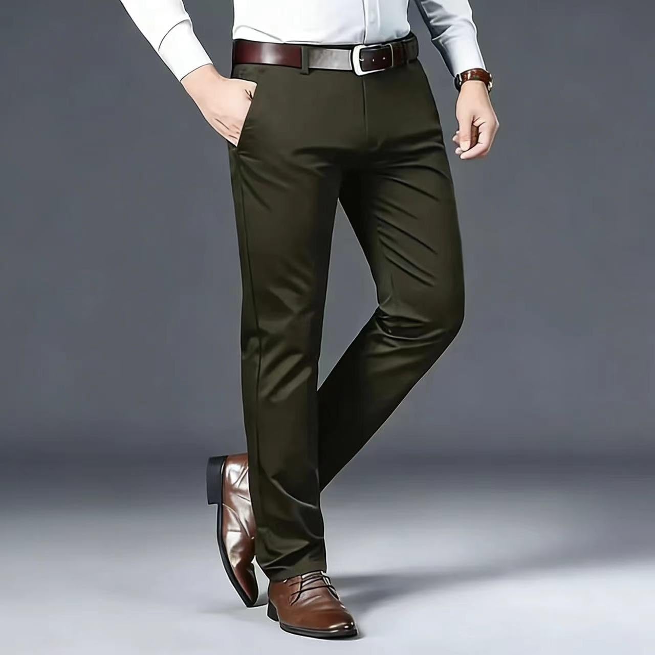 Men's Formal Dress Pants, Straight Fit Wrinkle-Resistant for Wedding and Formal Occasions