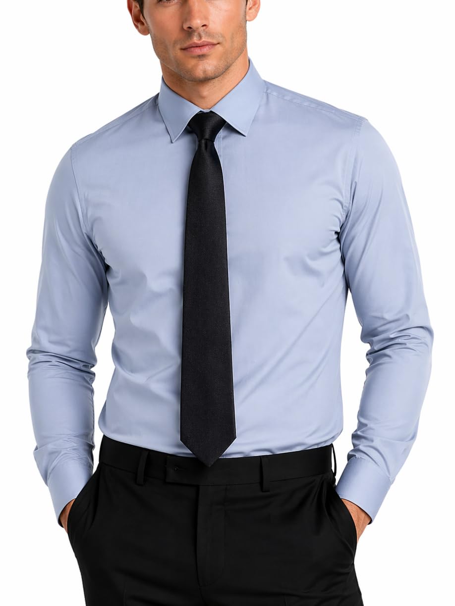 FAHIZO Men's White Tuxedo Shirt with Wing Collar, French Cuffs & Accessories