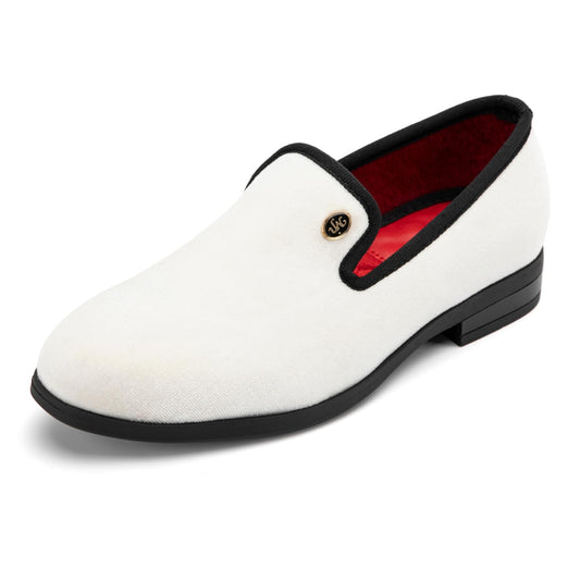 Meijiana Boys Dress Shoes - Velvet Casual Pull-On Low-Heels, Black Rubber All-Weather Formal Boys Shoes, Toddler Dress Shoes for Wedding & Party - Fashion Business Style