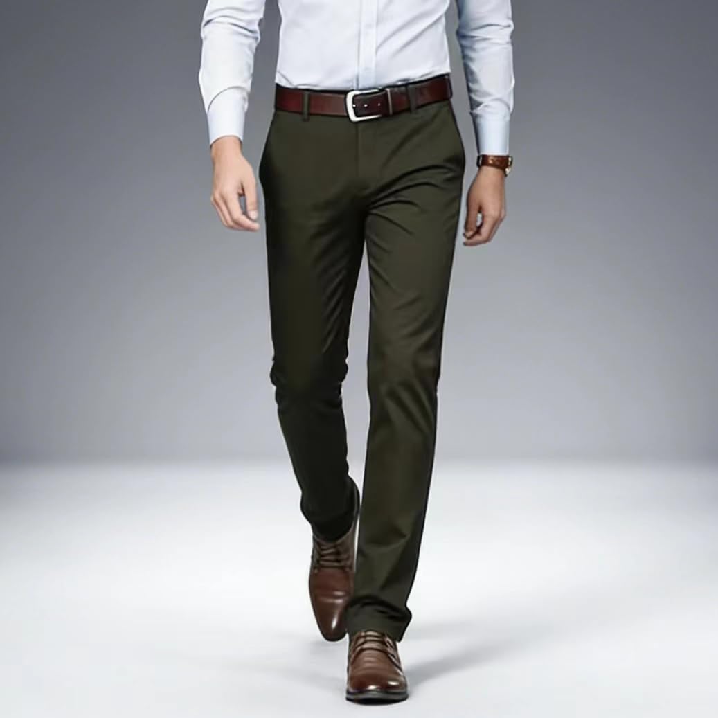 Men's Formal Dress Pants, Straight Fit Wrinkle-Resistant for Wedding and Formal Occasions