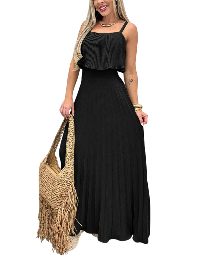 Women's Summer Maxi Dress 2026 Spaghetti Strap Sleeveless Sundress Casual Beach Vacation