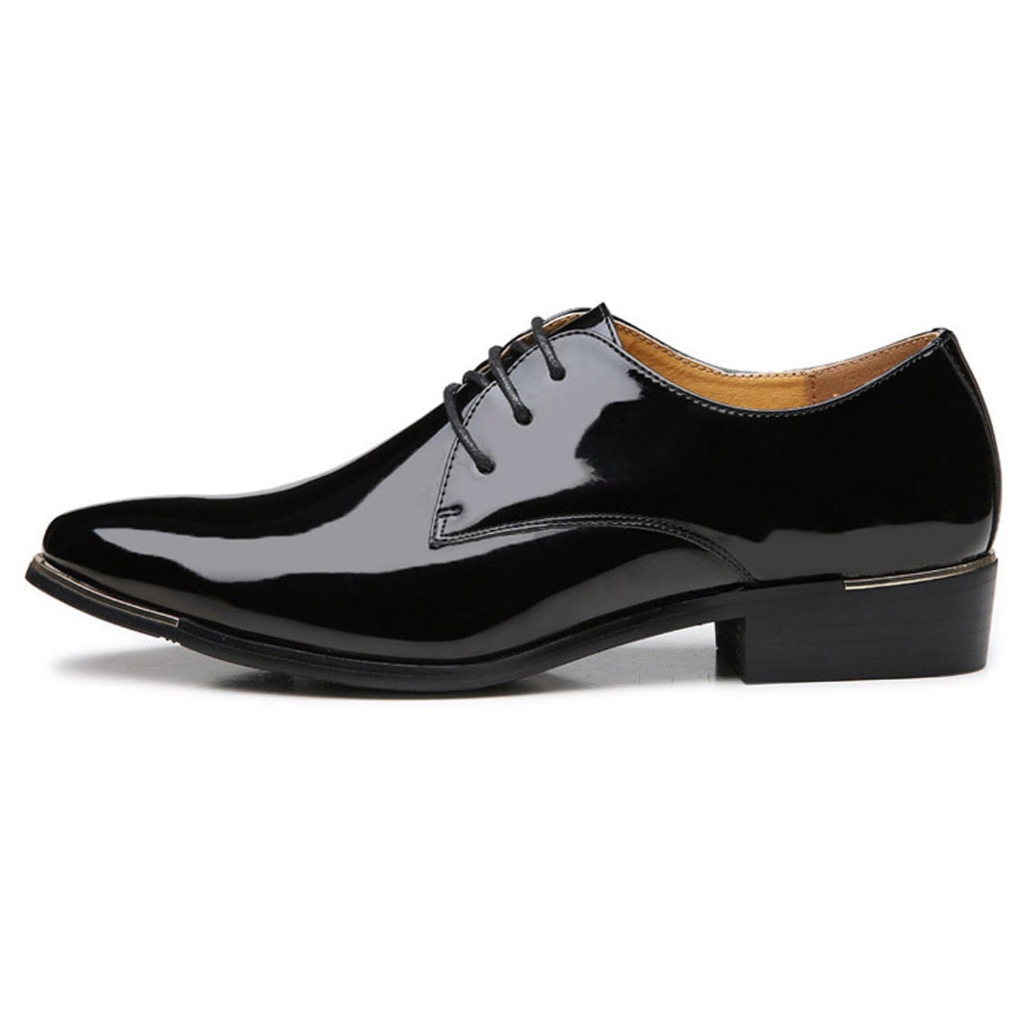 Men's Patent Leather Pointed Toe Derby Dress Shoes Classic Lace-Up Tuxedo Business Formal Oxford Shoes