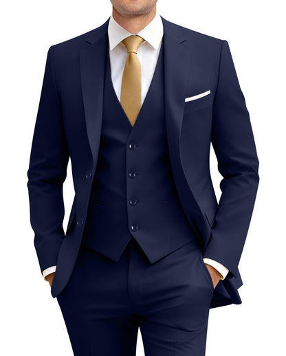 Men's Slim Fit 3 Piece Suit Two Button Business Wedding Dress Tux Suit Set Jacket Vest Pants with Tie