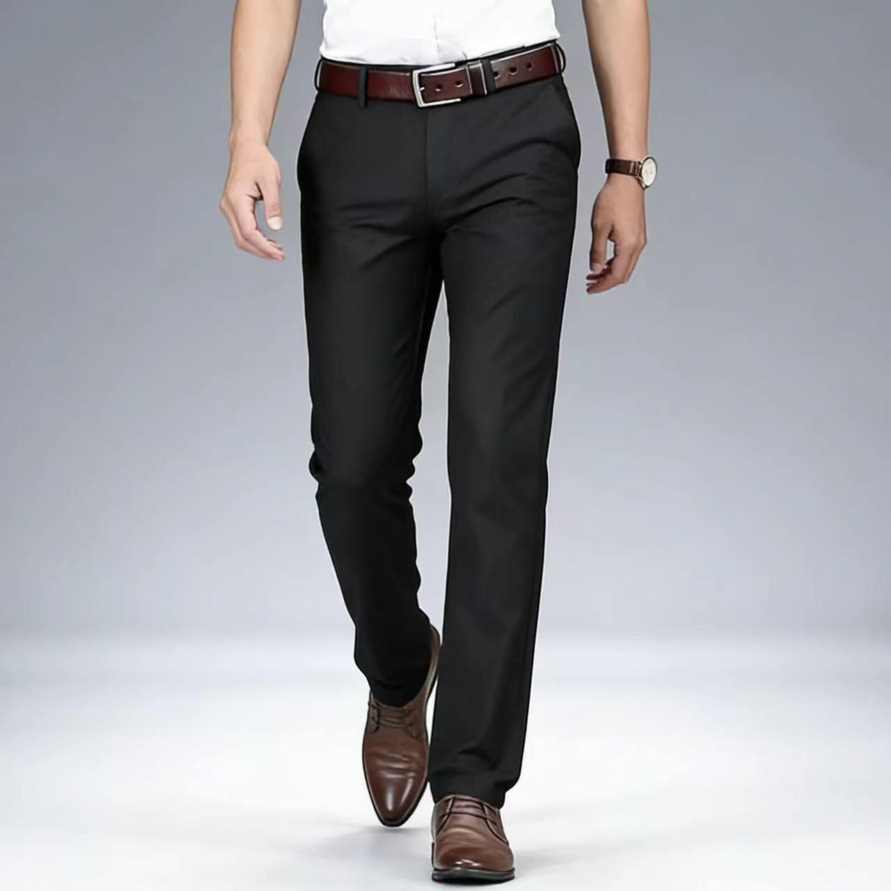 Men's Formal Dress Pants, Straight Fit Wrinkle-Resistant for Wedding and Formal Occasions