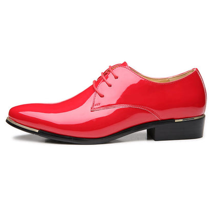 Men's Patent Leather Pointed Toe Derby Dress Shoes Classic Lace-Up Tuxedo Business Formal Oxford Shoes