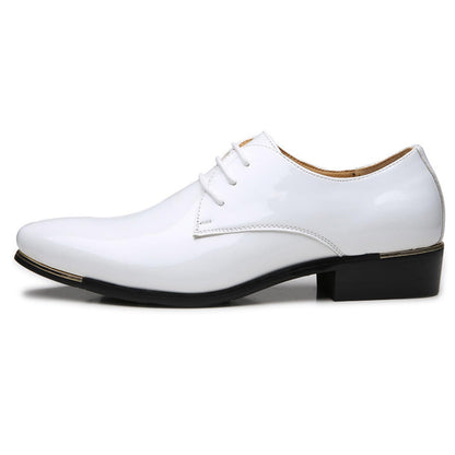 Men's Patent Leather Pointed Toe Derby Dress Shoes Classic Lace-Up Tuxedo Business Formal Oxford Shoes