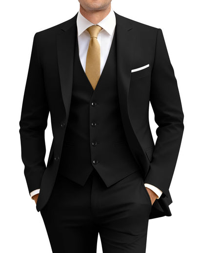 Men's Slim Fit 3 Piece Suit Two Button Business Wedding Dress Tux Suit Set Jacket Vest Pants with Tie