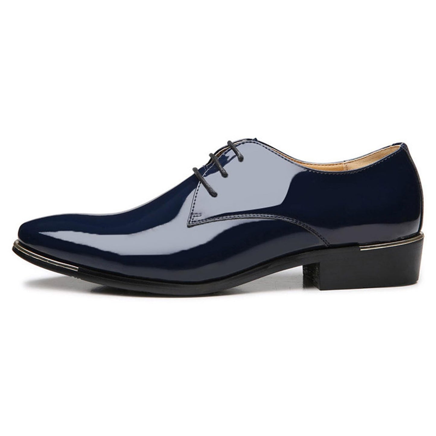 Men's Patent Leather Pointed Toe Derby Dress Shoes Classic Lace-Up Tuxedo Business Formal Oxford Shoes