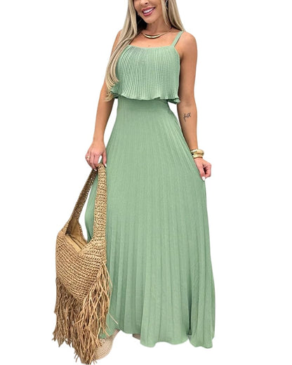 Women's Summer Maxi Dress 2026 Spaghetti Strap Sleeveless Sundress Casual Beach Vacation