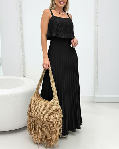 Women's Summer Maxi Dress 2026 Spaghetti Strap Sleeveless Sundress Casual Beach Vacation