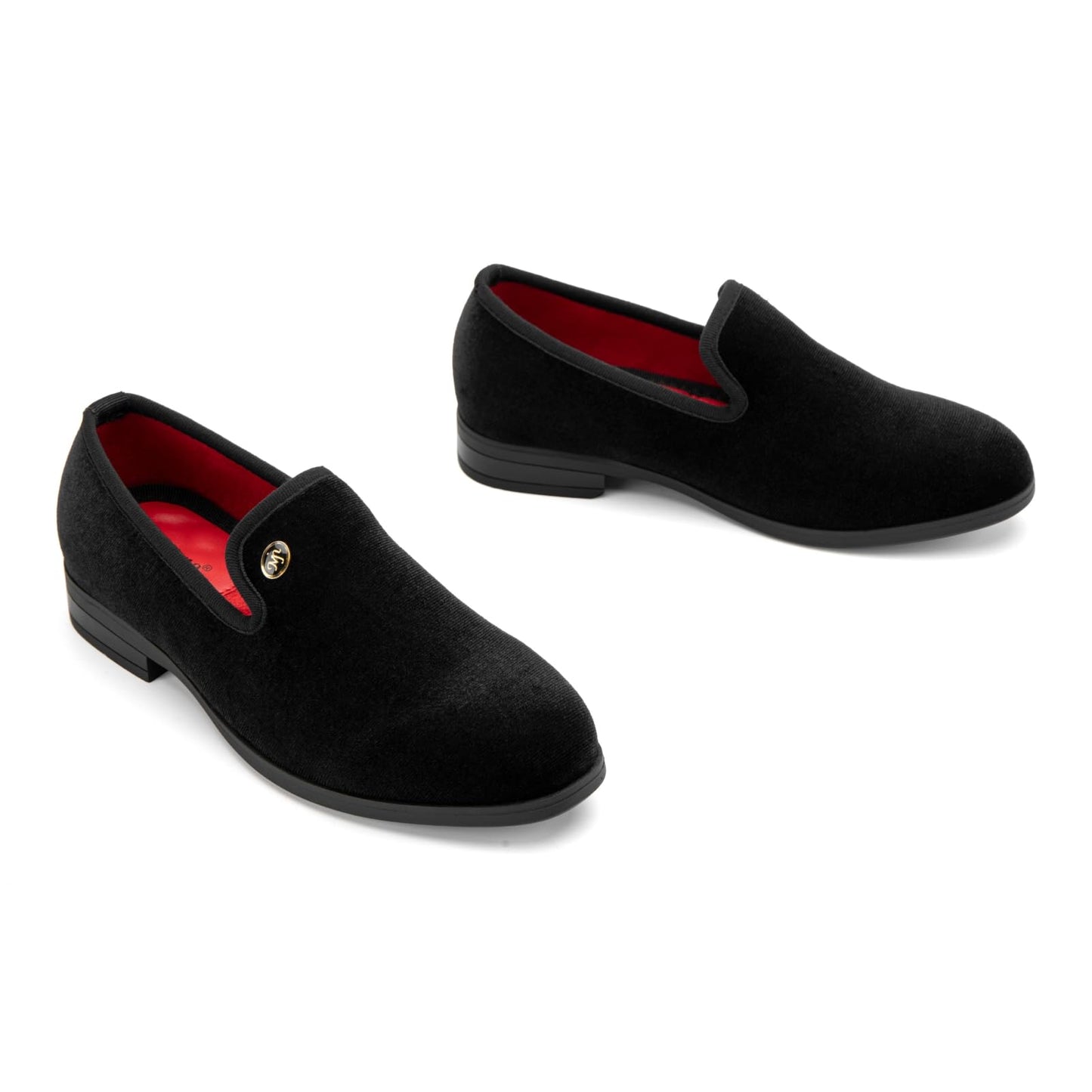 Meijiana Boys Dress Shoes - Velvet Casual Pull-On Low-Heels, Black Rubber All-Weather Formal Boys Shoes, Toddler Dress Shoes for Wedding & Party - Fashion Business Style