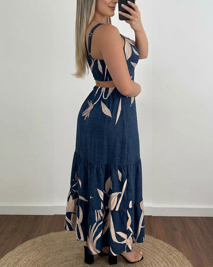 CHICME Summer Dresses for Women 2026 Sleeveless Casual Boho Maxi Dress Square Neck Cut Out Floral A Line Dress