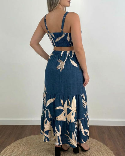 CHICME Summer Dresses for Women 2026 Sleeveless Casual Boho Maxi Dress Square Neck Cut Out Floral A Line Dress