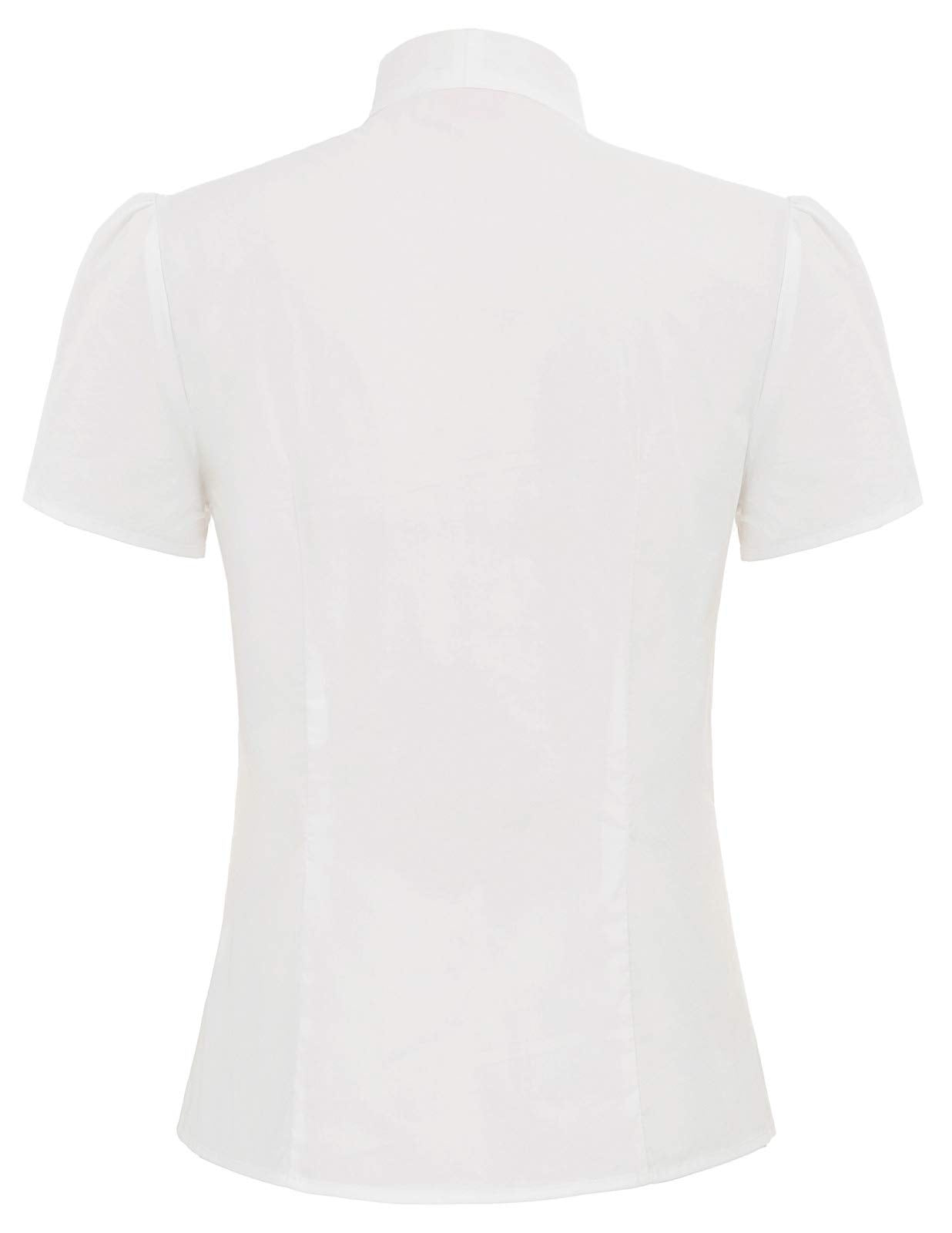 Belle Poque Summer Short Sleeve Office Button Down Blouse Stripe Shirt Tops with Bow Tie BP573