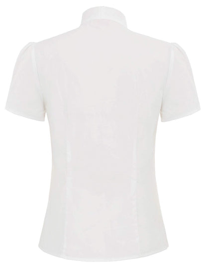 Belle Poque Summer Short Sleeve Office Button Down Blouse Stripe Shirt Tops with Bow Tie BP573